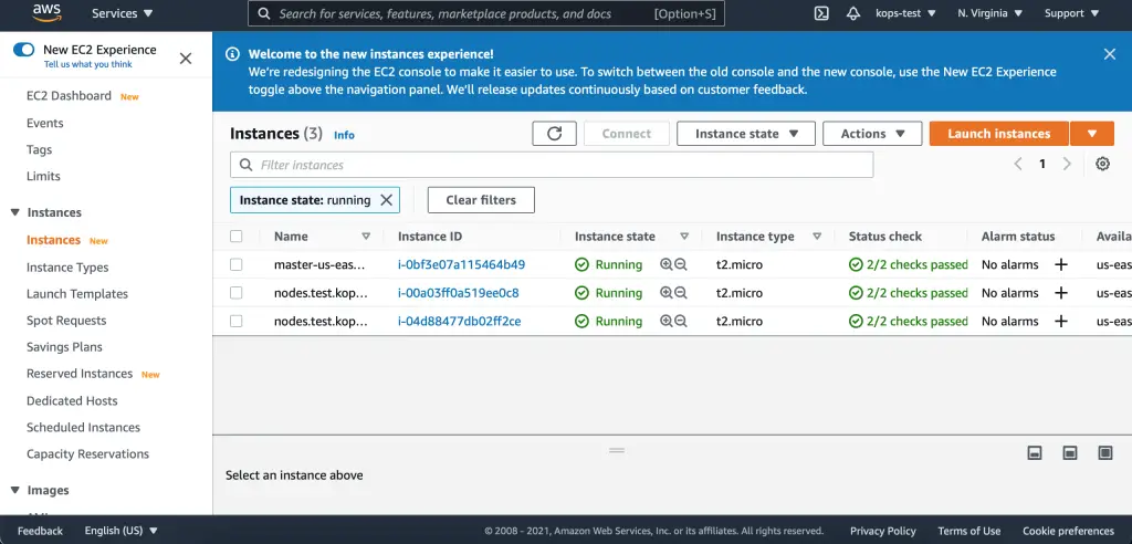 AWS instances created by kops for scmquest 