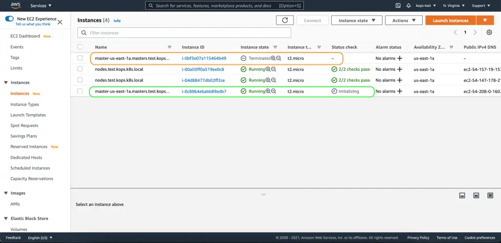 Terminating and Initializing instance for Kops scmquest