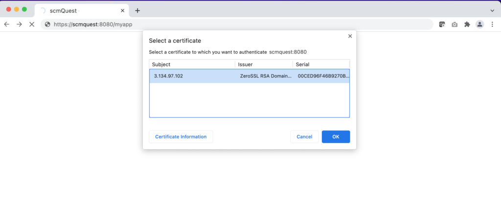 browser requesting certificate